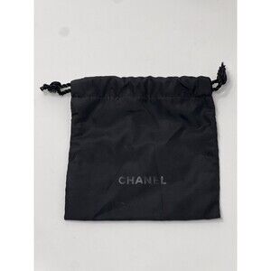 CHANEL Black Drawstring Jewelry Bag Make Up Travel Pouch Small
